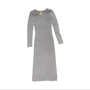 Women's Metallic Ribbed Sweater Dress